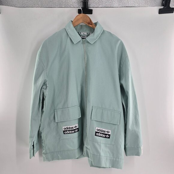 Adidas Green Tint Zip Up Collared Jacket Utility Pockets Streetwear Mint Medium - Picture 2 of 9